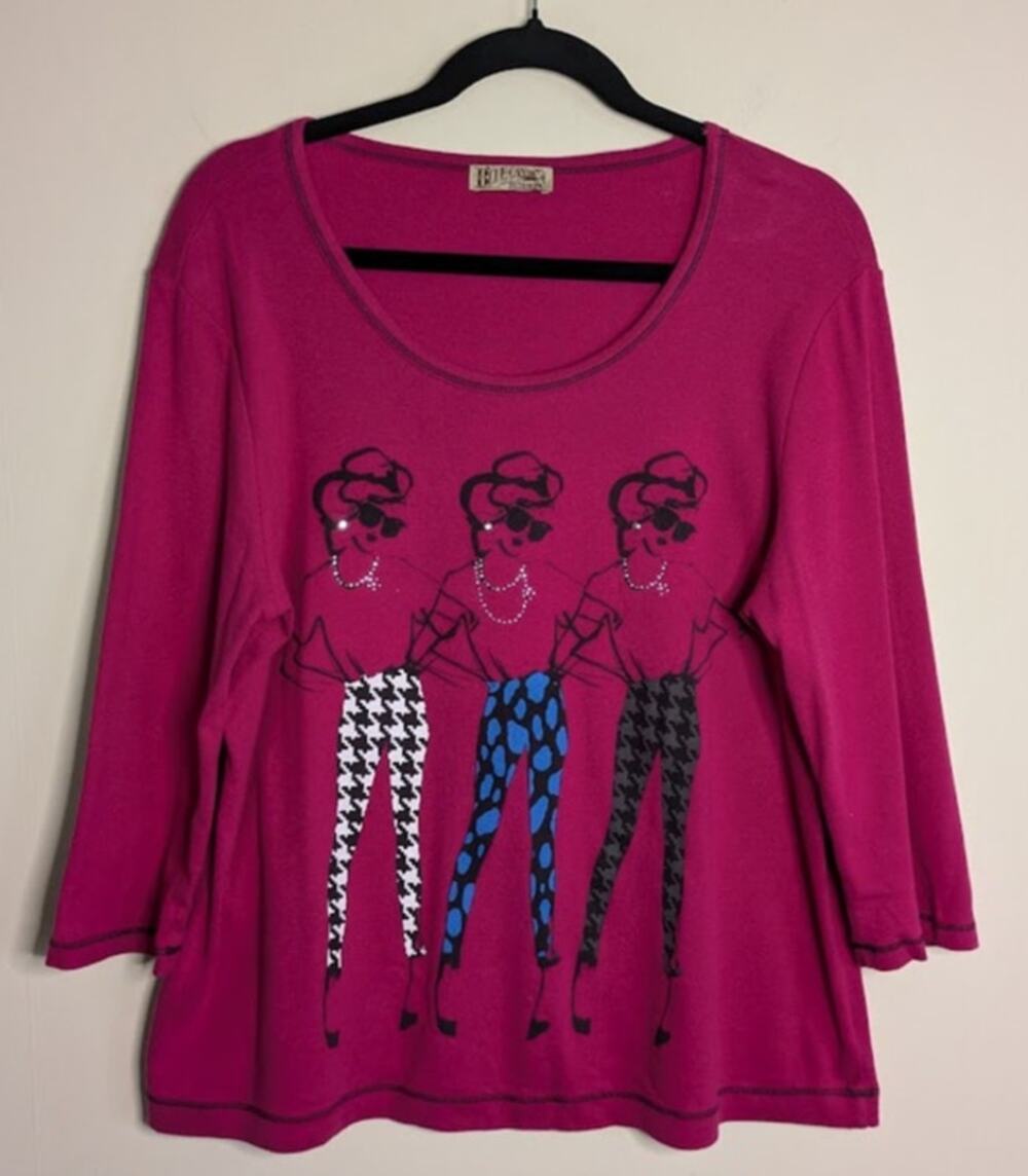 Blue Canyon Clothing Women's PXL Scoop Neck 3/4 Sleeve Fashionable Ladies Top